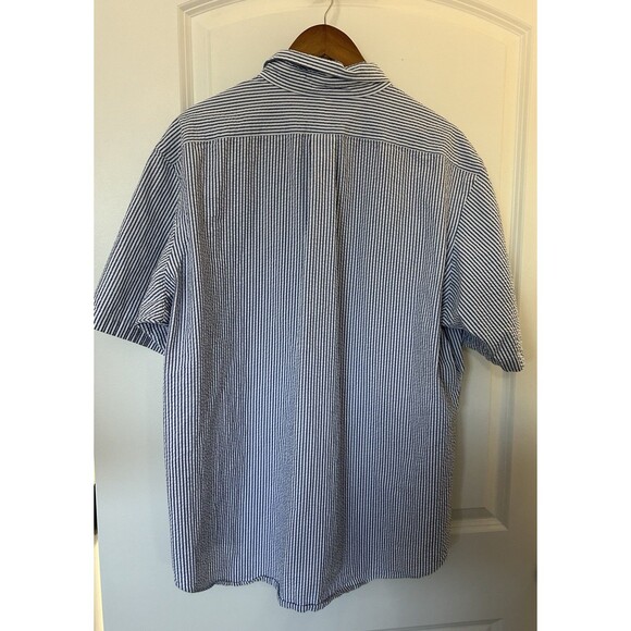 Ralph Lauren Mens Shirt Extra Large Button Classic Fit Seersucker Blue White - Picture 3 of 8